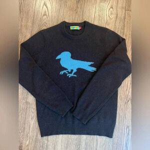 Big Bang Theory Mens Brown Blue Modern Amusement Sweater Medium Wool